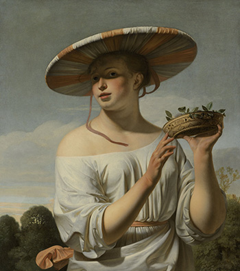 Caesar van Everdingen, Jonge vrouw met brede hoed (ca. 1645)